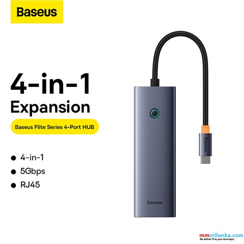 Baseus 4-Port HUB Flite Series Type-C to USB3.0*3 + RJ45*1- Space Grey